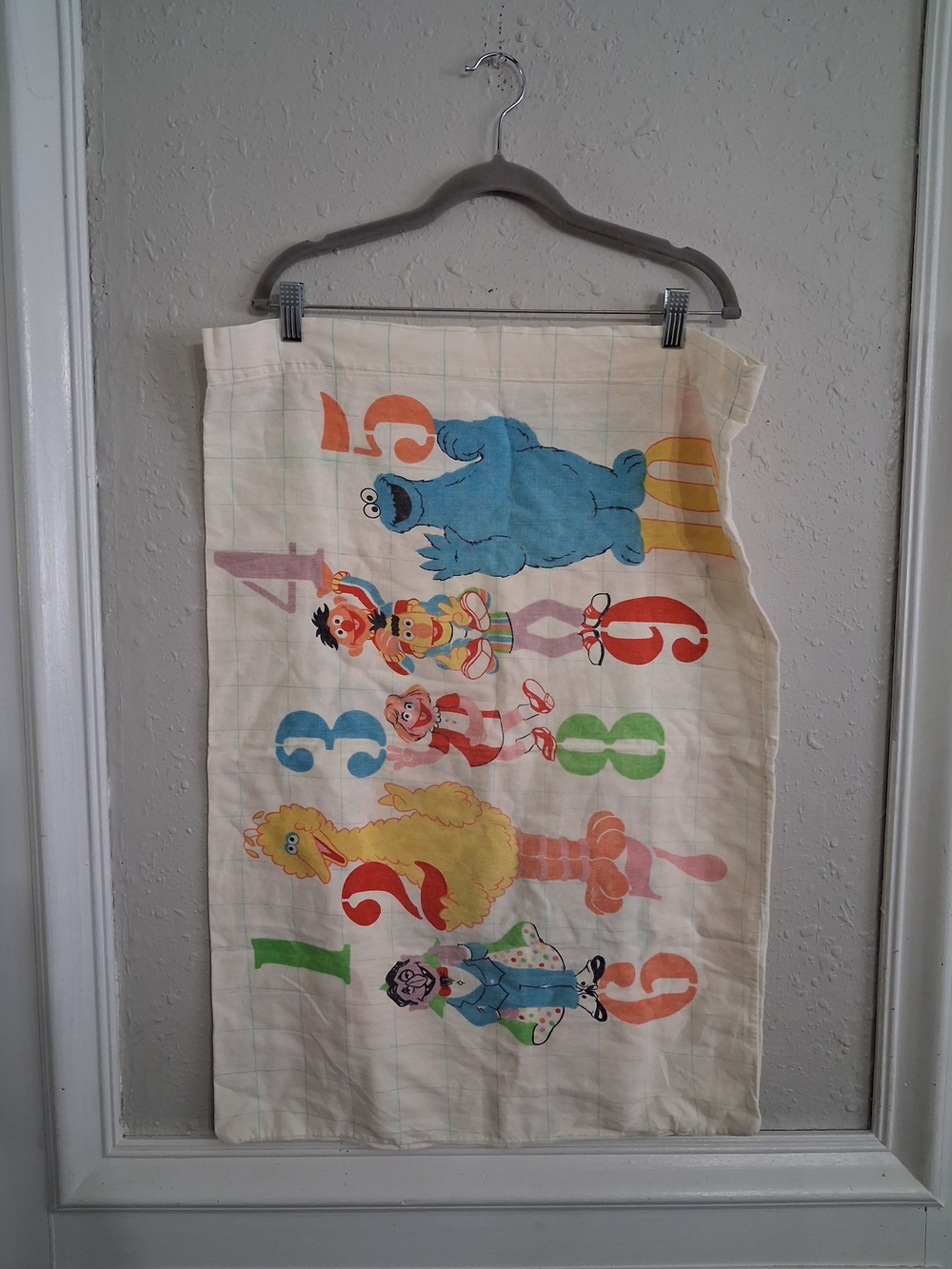 Vintage 1980s sesame street pillow case cotton big bird cookie monster Dracula